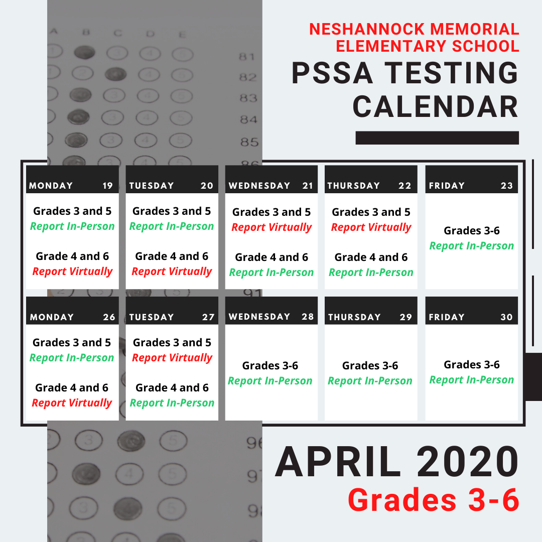 Elementary PSSA Testing Schedule Neshannock Township School District